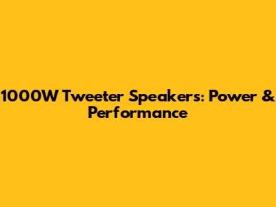 1000W Tweeter Speakers: Power & Performance