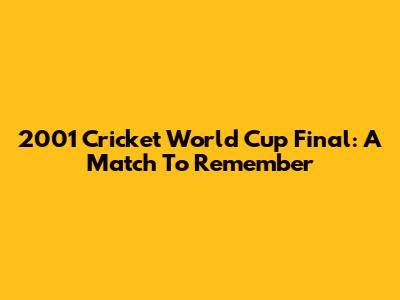 2001 Cricket World Cup Final: A Match To Remember