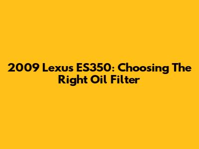 2009 Lexus ES350: Choosing The Right Oil Filter