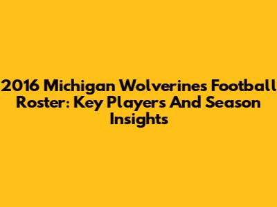 2016 Michigan Wolverines Football Roster: Key Players And Season Insights