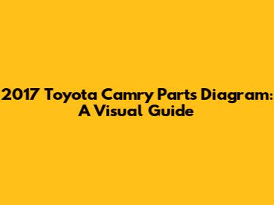 2017 Toyota Camry Parts Diagram: A Visual Guide