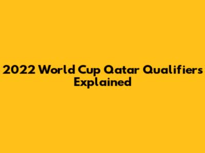 2022 World Cup Qatar Qualifiers Explained