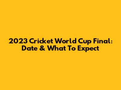 2023 Cricket World Cup Final: Date & What To Expect