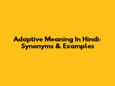 Adaptive Meaning In Hindi: Synonyms & Examples