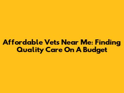Affordable Vets Near Me: Finding Quality Care On A Budget