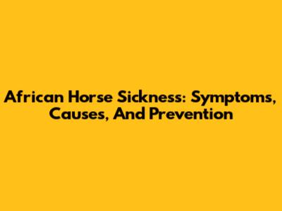 African Horse Sickness: Symptoms, Causes, And Prevention