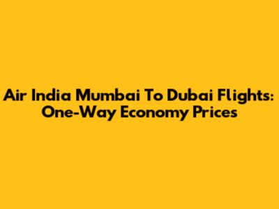 Air India Mumbai To Dubai Flights: One-Way Economy Prices