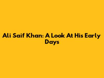Ali Saif Khan: A Look At His Early Days