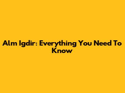 Alm Igdir: Everything You Need To Know