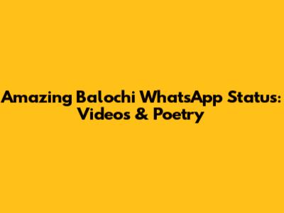 Amazing Balochi WhatsApp Status: Videos & Poetry