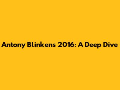 Antony Blinken's 2016: A Deep Dive