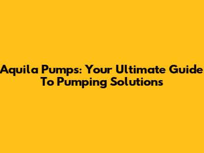 Aquila Pumps: Your Ultimate Guide To Pumping Solutions