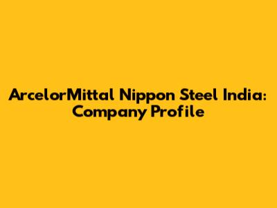 ArcelorMittal Nippon Steel India: Company Profile