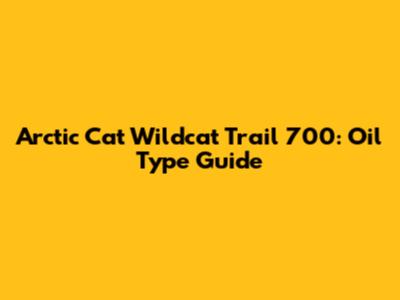 Arctic Cat Wildcat Trail 700: Oil Type Guide