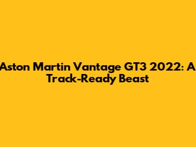 Aston Martin Vantage GT3 2022: A Track-Ready Beast