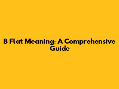B Flat Meaning: A Comprehensive Guide