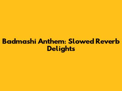 Badmashi Anthem: Slowed Reverb Delights