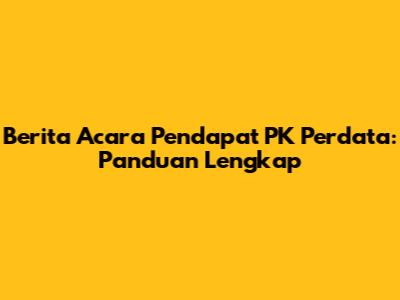 Berita Acara Pendapat PK Perdata: Panduan Lengkap