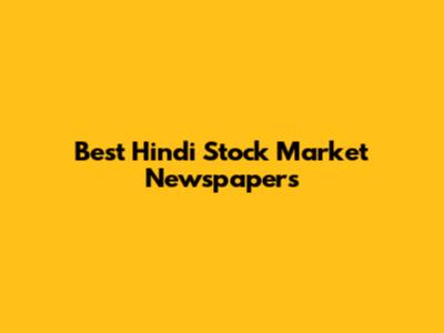 Best Hindi Stock Market Newspapers
