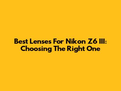 Best Lenses For Nikon Z6 III: Choosing The Right One