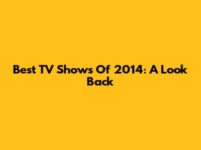 Best TV Shows Of 2014: A Look Back
