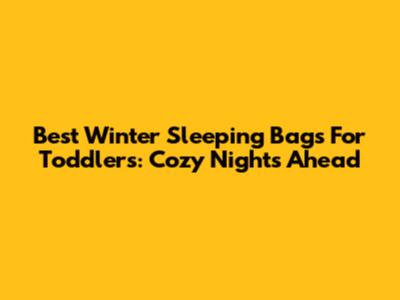 Best Winter Sleeping Bags For Toddlers: Cozy Nights Ahead