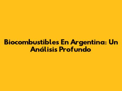 Biocombustibles En Argentina: Un Análisis Profundo