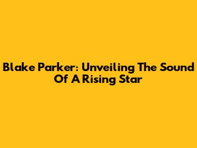 Blake Parker: Unveiling The Sound Of A Rising Star
