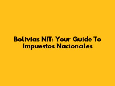 Bolivia's NIT: Your Guide To Impuestos Nacionales