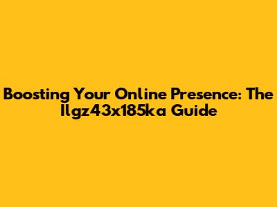 Boosting Your Online Presence: The Ilgz43x185ka Guide