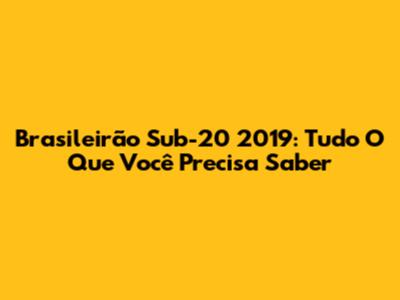 Brasileirão Sub-20 2019: Tudo O Que Você Precisa Saber