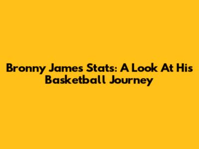Bronny James' Stats: A Look At His Basketball Journey