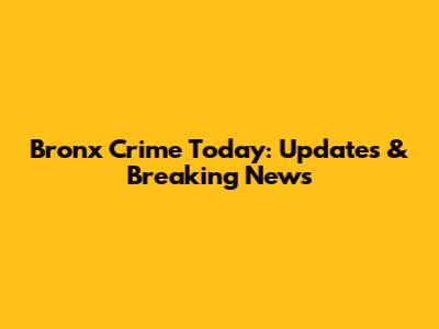 Bronx Crime Today: Updates & Breaking News