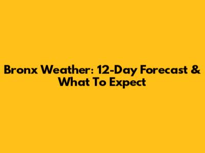 Bronx Weather: 12-Day Forecast & What To Expect