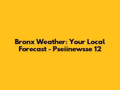 Bronx Weather: Your Local Forecast - Pseiinewsse 12