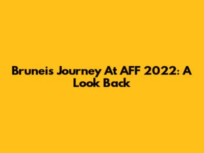 Brunei's Journey At AFF 2022: A Look Back