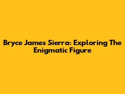 Bryce James Sierra: Exploring The Enigmatic Figure