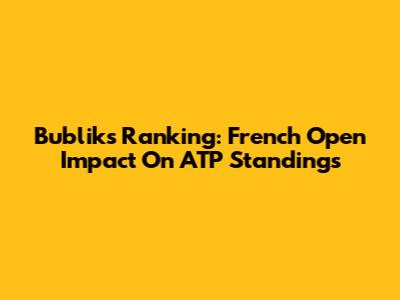 Bublik's Ranking: French Open Impact On ATP Standings