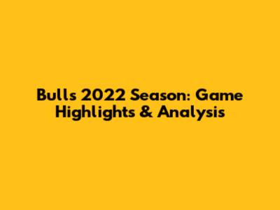 Bulls' 2022 Season: Game Highlights & Analysis
