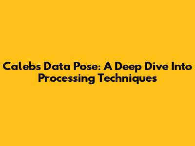 Caleb's Data Pose: A Deep Dive Into Processing Techniques