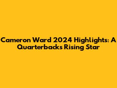 Cameron Ward 2024 Highlights: A Quarterback's Rising Star