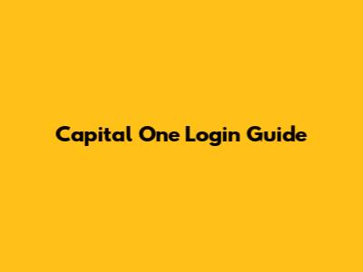 Capital One Login Guide