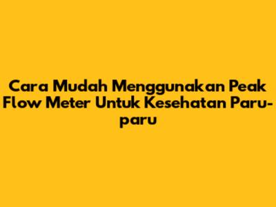 Cara Mudah Menggunakan Peak Flow Meter Untuk Kesehatan Paru-paru