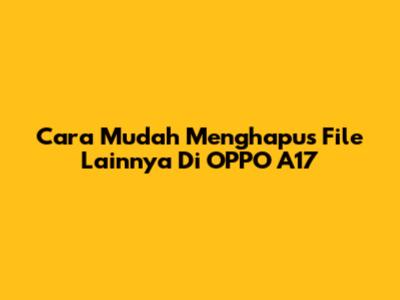 Cara Mudah Menghapus File Lainnya Di OPPO A17