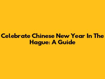 Celebrate Chinese New Year In The Hague: A Guide