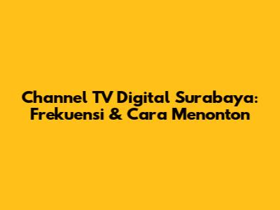 Channel TV Digital Surabaya: Frekuensi & Cara Menonton