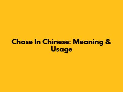 Chase In Chinese: Meaning & Usage