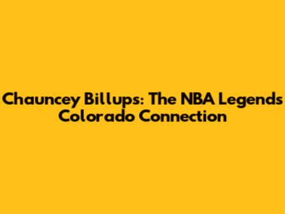 Chauncey Billups: The NBA Legend's Colorado Connection