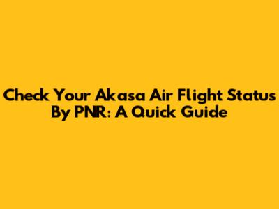 Check Your Akasa Air Flight Status By PNR: A Quick Guide