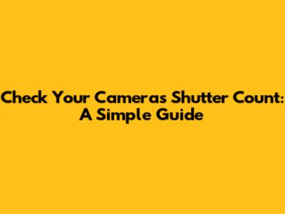 Check Your Camera's Shutter Count: A Simple Guide